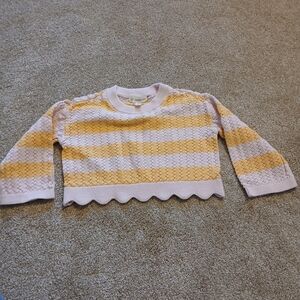 Tucker + Tate Yellow & Light Pink Striped Crochet Crop Crew Sweater